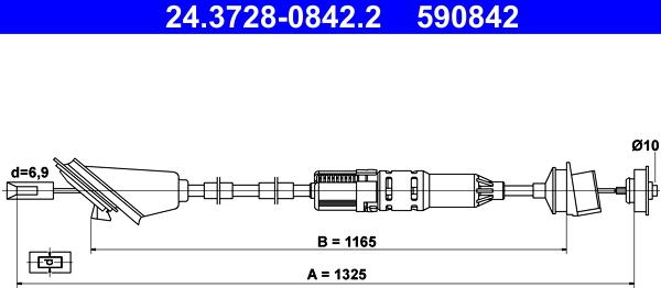 ATE 24.3728-0842.2 - Cavo comando, Comando frizione www.autoricambit.com