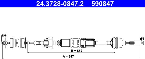 ATE 24.3728-0847.2 - Cavo comando, Comando frizione www.autoricambit.com