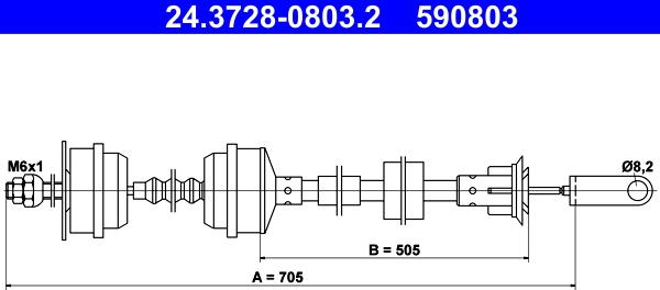 ATE 24.3728-0803.2 - Cavo comando, Comando frizione www.autoricambit.com