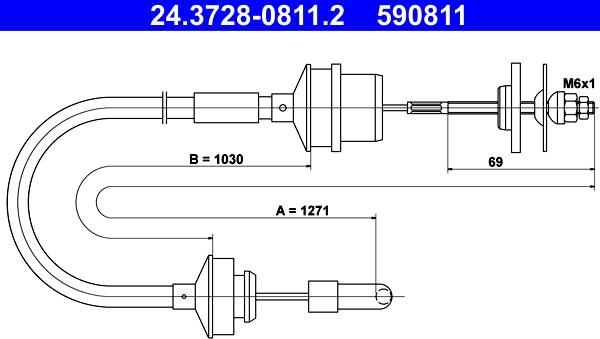 ATE 24.3728-0811.2 - Cavo comando, Comando frizione www.autoricambit.com