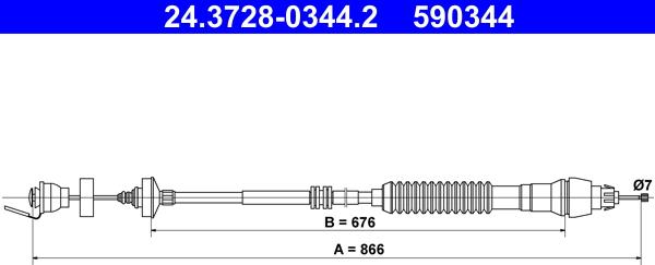 ATE 24.3728-0344.2 - Cavo comando, Comando frizione www.autoricambit.com