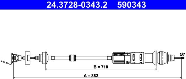 ATE 24.3728-0343.2 - Cavo comando, Comando frizione www.autoricambit.com