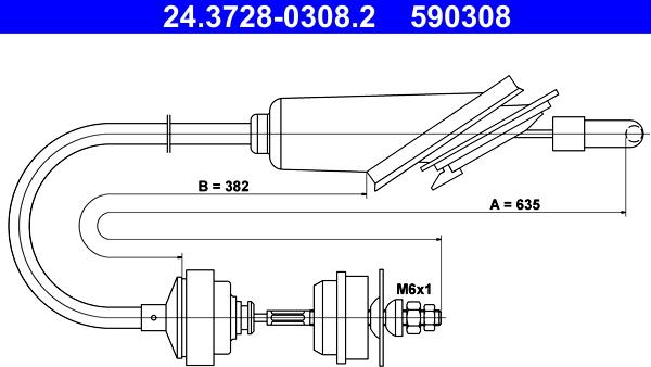 ATE 24.3728-0308.2 - Cavo comando, Comando frizione www.autoricambit.com