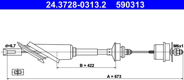 ATE 24.3728-0313.2 - Cavo comando, Comando frizione www.autoricambit.com