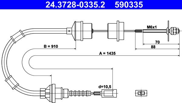 ATE 24.3728-0335.2 - Cavo comando, Comando frizione www.autoricambit.com