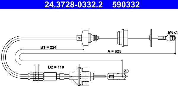 ATE 24.3728-0332.2 - Cavo comando, Comando frizione www.autoricambit.com