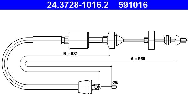 ATE 24.3728-1016.2 - Cavo comando, Comando frizione www.autoricambit.com