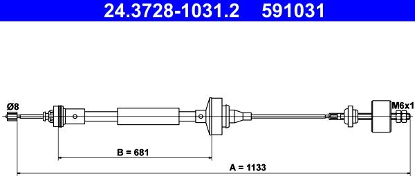 ATE 24.3728-1031.2 - Cavo comando, Comando frizione www.autoricambit.com