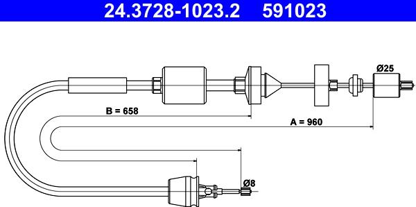 ATE 24.3728-1023.2 - Cavo comando, Comando frizione www.autoricambit.com