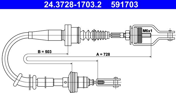 ATE 24.3728-1703.2 - Cavo comando, Comando frizione www.autoricambit.com