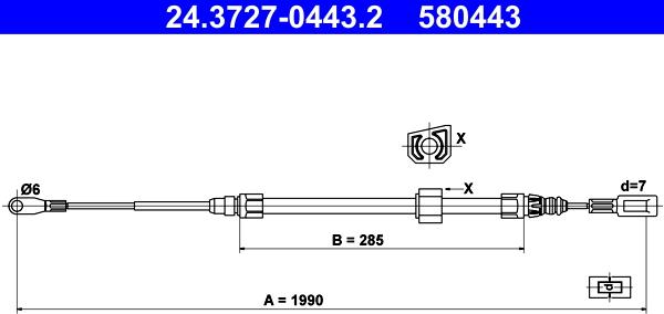 ATE 24.3727-0443.2 - Cavo comando, Freno stazionamento www.autoricambit.com