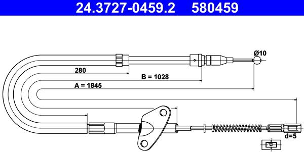 ATE 24.3727-0459.2 - Cavo comando, Freno stazionamento www.autoricambit.com