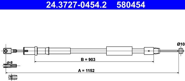 ATE 24.3727-0454.2 - Cavo comando, Freno stazionamento www.autoricambit.com