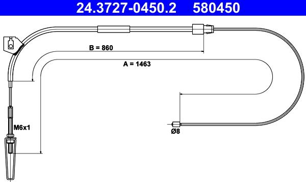 ATE 24.3727-0450.2 - Cavo comando, Freno stazionamento www.autoricambit.com