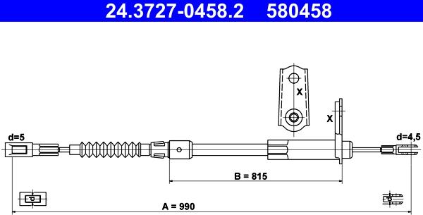 ATE 24.3727-0458.2 - Cavo comando, Freno stazionamento www.autoricambit.com