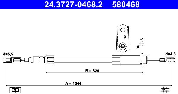 ATE 24.3727-0468.2 - Cavo comando, Freno stazionamento www.autoricambit.com