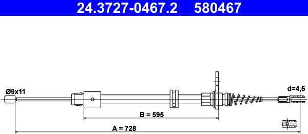 ATE 24.3727-0467.2 - Cavo comando, Freno stazionamento www.autoricambit.com