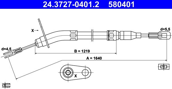 ATE 24.3727-0401.2 - Cavo comando, Freno stazionamento www.autoricambit.com