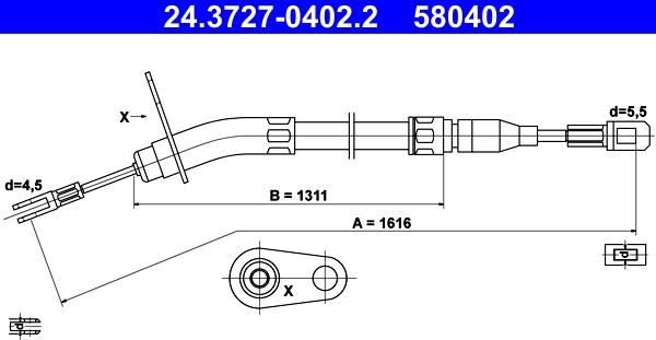 ATE 24.3727-0402.2 - Cavo comando, Freno stazionamento www.autoricambit.com