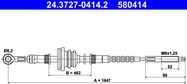 ATE 24.3727-0414.2 - Cavo comando, Freno stazionamento www.autoricambit.com