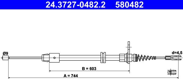 ATE 24.3727-0482.2 - Cavo comando, Freno stazionamento www.autoricambit.com