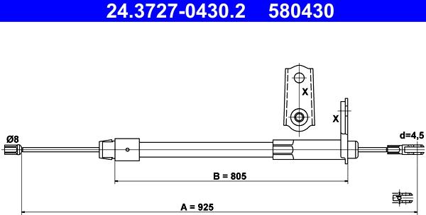 ATE 24.3727-0430.2 - Cavo comando, Freno stazionamento www.autoricambit.com