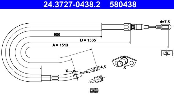 ATE 24.3727-0438.2 - Cavo comando, Freno stazionamento www.autoricambit.com