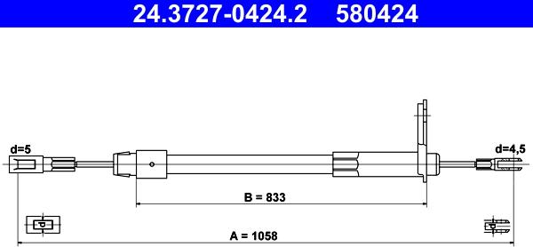 ATE 24.3727-0424.2 - Cavo comando, Freno stazionamento www.autoricambit.com