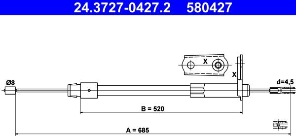 ATE 24.3727-0427.2 - Cavo comando, Freno stazionamento www.autoricambit.com