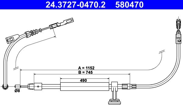 ATE 24.3727-0470.2 - Cavo comando, Freno stazionamento www.autoricambit.com