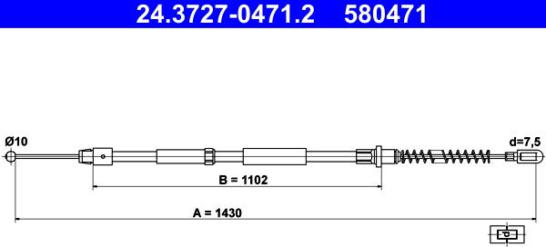 ATE 24.3727-0471.2 - Cavo comando, Freno stazionamento www.autoricambit.com