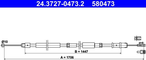 ATE 24.3727-0473.2 - Cavo comando, Freno stazionamento www.autoricambit.com