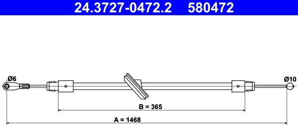 ATE 24.3727-0472.2 - Cavo comando, Freno stazionamento www.autoricambit.com