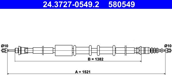 ATE 24.3727-0549.2 - Cavo comando, Freno stazionamento www.autoricambit.com