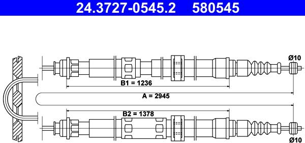 ATE 24.3727-0545.2 - Cavo comando, Freno stazionamento www.autoricambit.com