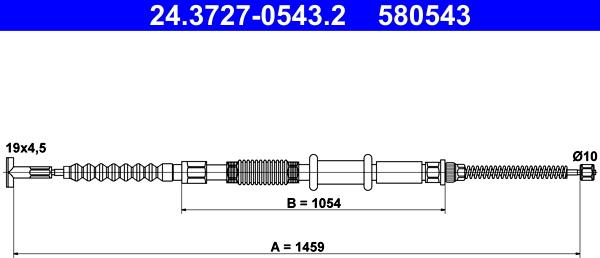 ATE 24.3727-0543.2 - Cavo comando, Freno stazionamento www.autoricambit.com