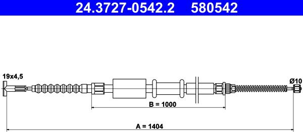 ATE 24.3727-0542.2 - Cavo comando, Freno stazionamento www.autoricambit.com