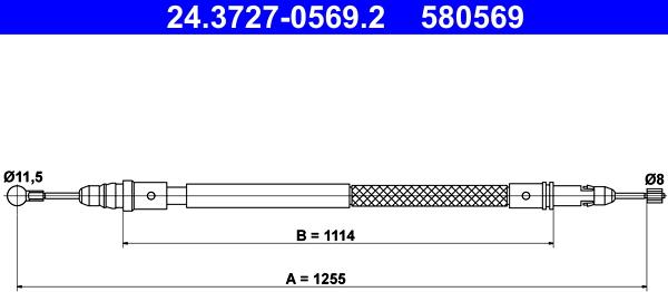 ATE 24.3727-0569.2 - Cavo comando, Freno stazionamento www.autoricambit.com