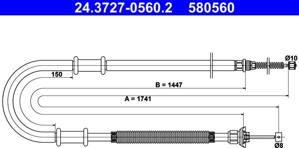 ATE 24.3727-0560.2 - Cavo comando, Freno stazionamento www.autoricambit.com