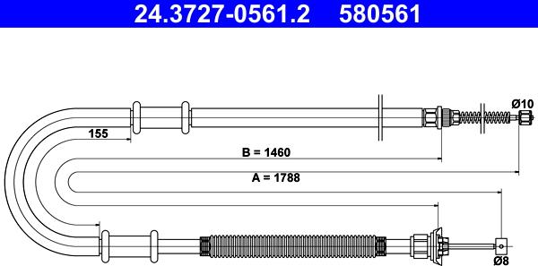 ATE 24.3727-0561.2 - Cavo comando, Freno stazionamento www.autoricambit.com