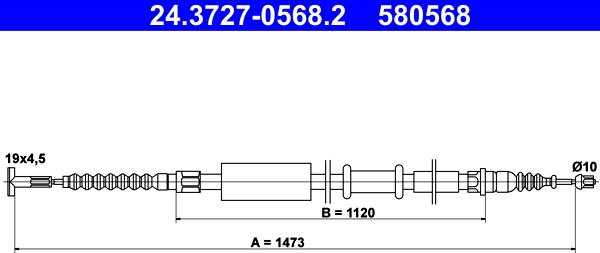 ATE 24.3727-0568.2 - Cavo comando, Freno stazionamento www.autoricambit.com