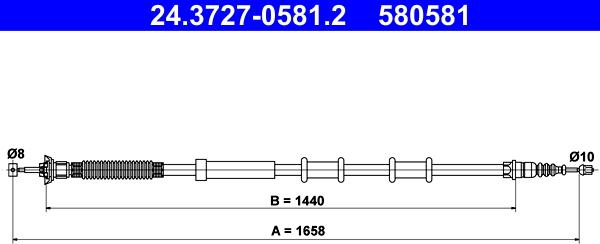 ATE 24.3727-0581.2 - Cavo comando, Freno stazionamento www.autoricambit.com