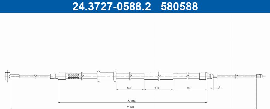 ATE 24.3727-0588.2 - Cavo comando, Freno stazionamento www.autoricambit.com