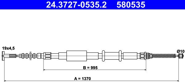 ATE 24.3727-0535.2 - Cavo comando, Freno stazionamento www.autoricambit.com