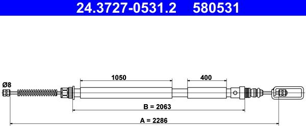 ATE 24.3727-0531.2 - Cavo comando, Freno stazionamento www.autoricambit.com