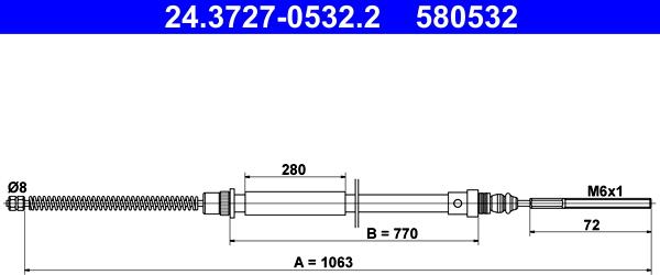 ATE 24.3727-0532.2 - Cavo comando, Freno stazionamento www.autoricambit.com