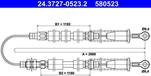 ATE 24.3727-0523.2 - Cavo comando, Freno stazionamento www.autoricambit.com