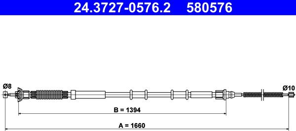 ATE 24.3727-0576.2 - Cavo comando, Freno stazionamento www.autoricambit.com