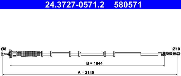 ATE 24.3727-0571.2 - Cavo comando, Freno stazionamento www.autoricambit.com