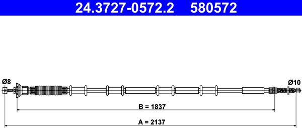 ATE 24.3727-0572.2 - Cavo comando, Freno stazionamento www.autoricambit.com